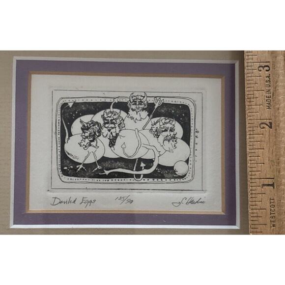 DARLENE HARDIE 125/500 Deviled Eggs Framed Farmhouse Decor eBay Ink LITHO Art - Picture 5 of 7